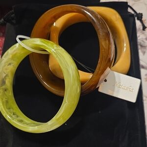 Natasha Couture Green and Brown Bracelet Trio